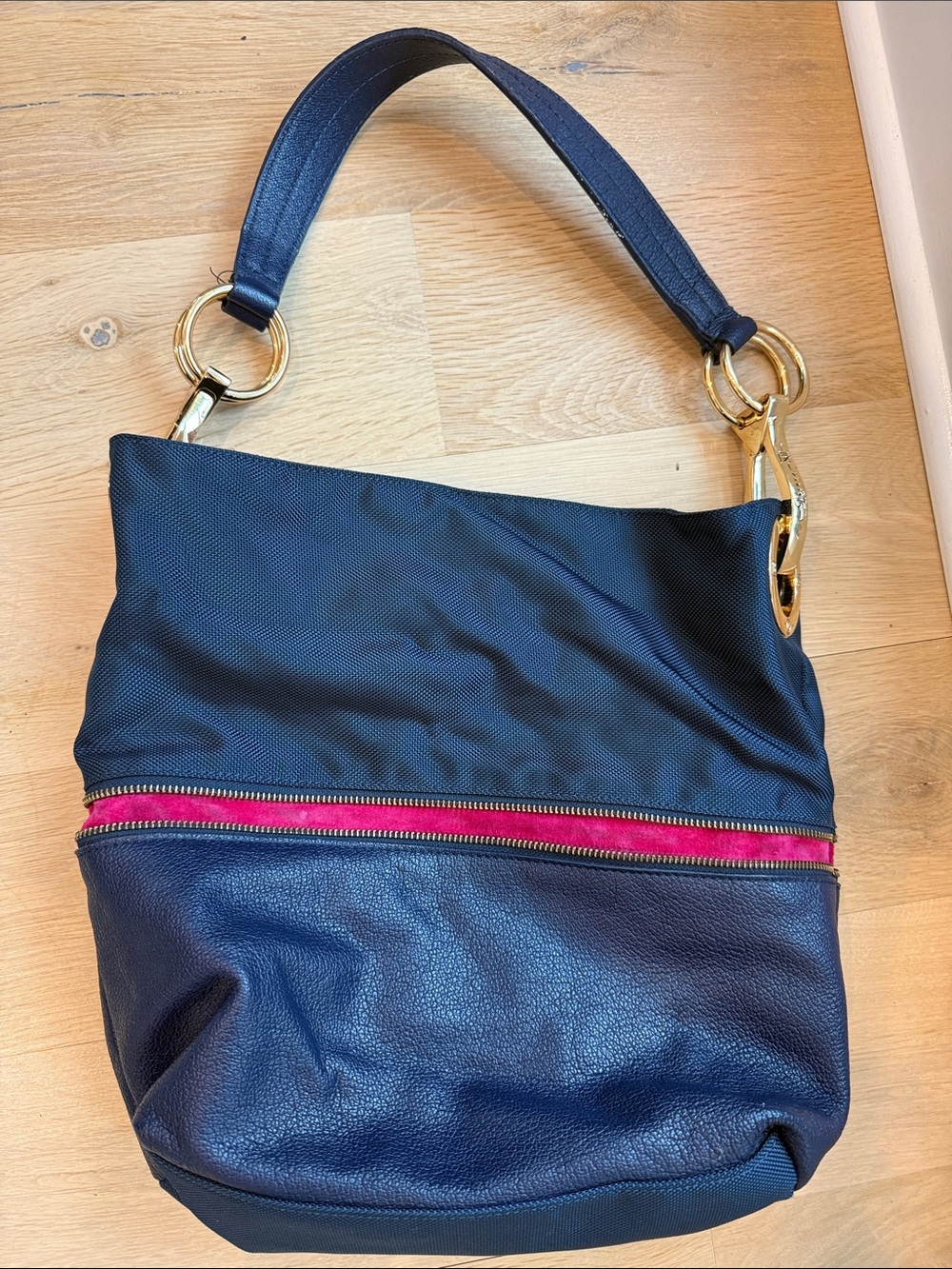 JPK Paris 75 Navy Tote with Pink accent